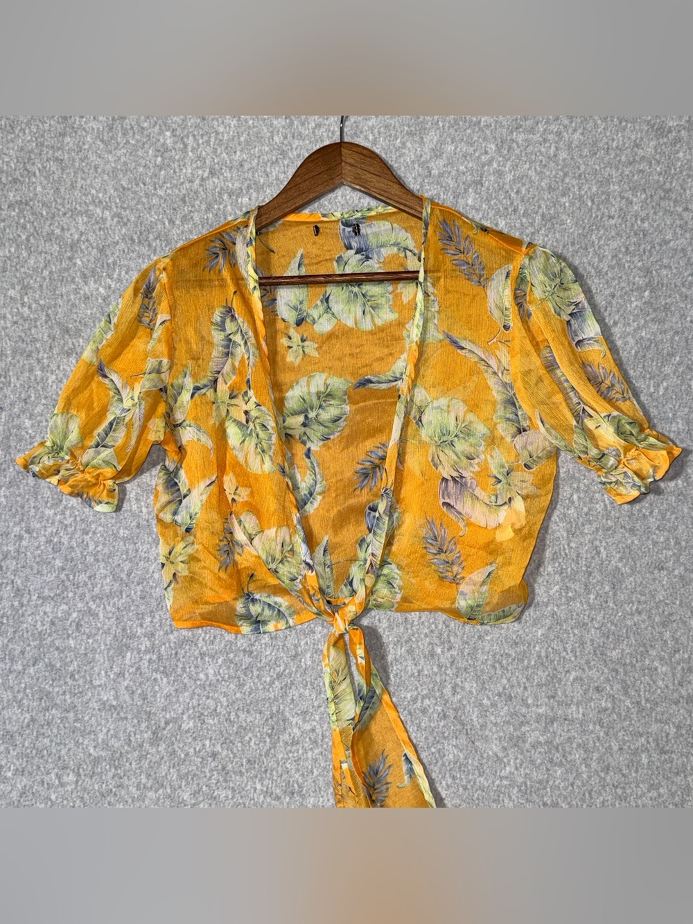 Nasty Gal Yellow Floral Tie-Front Camisole